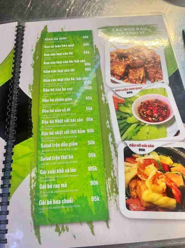 Thực đơn Lãng quán