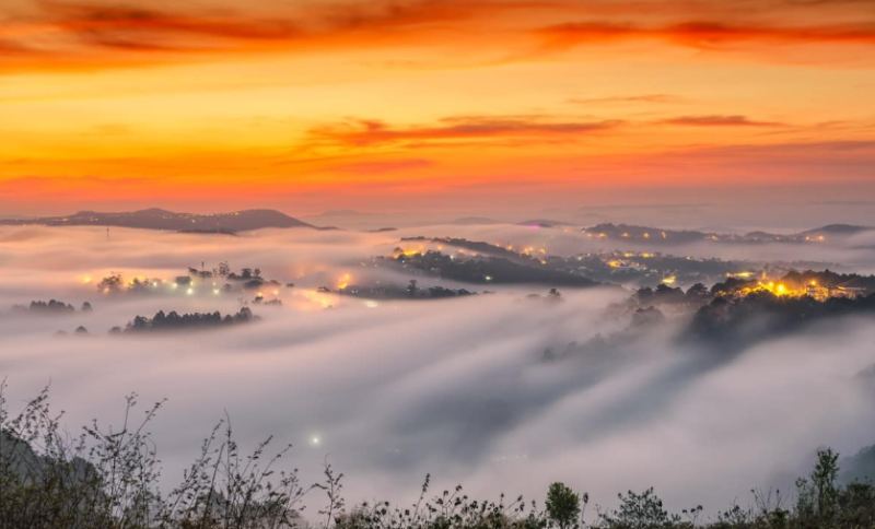 Đến Đà Lạt, đoàn vệ sinh cá nhân và dùng bữa sáng tại Săn Mây Panorama Coffee